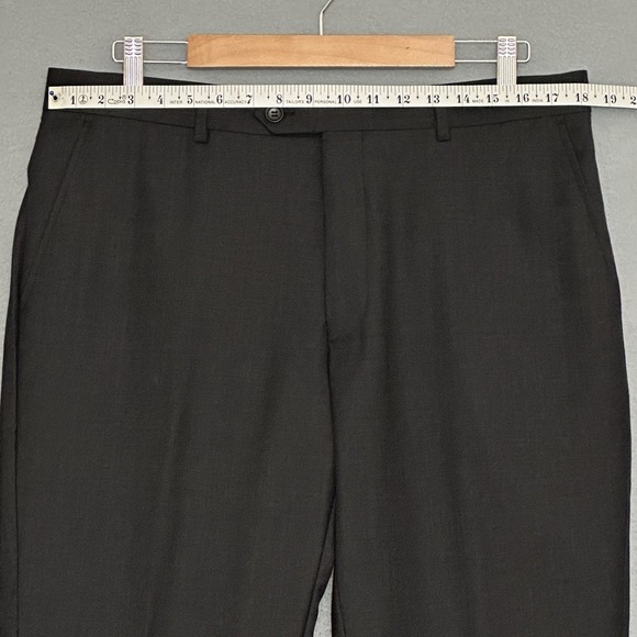 NWT Premium Wool Mens Pants 36 Charcoal Gray Flat Front Unhemmed Classic Trouser - Picture 4 of 14